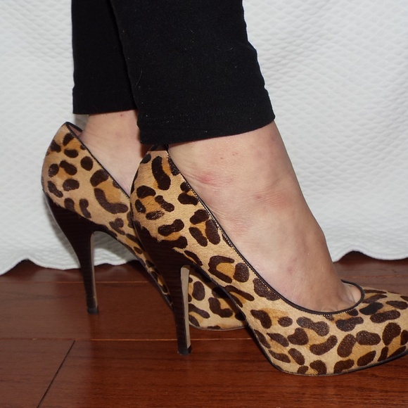 Calf Haired Leopard Print Pumps - Picture 2 of 3